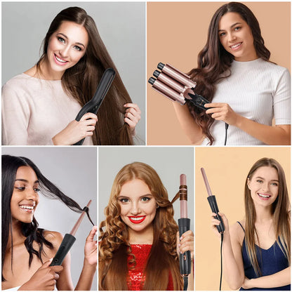 5 in 1 Multi-functional Hair Styler Curling Iron Hair Curler Wand Set Salon Hair Wave Professional Curly Hair Styling Tool