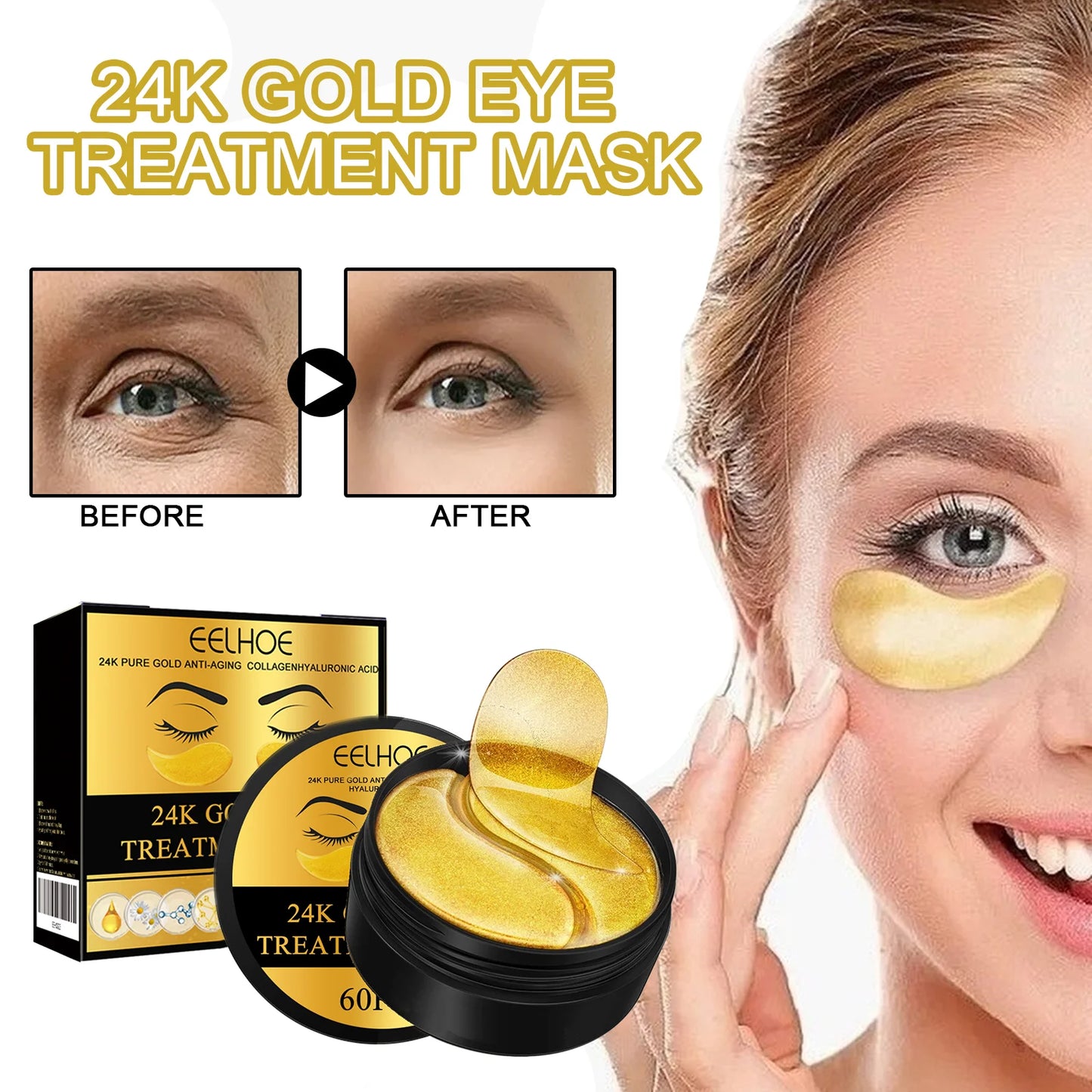 Moisturizing Eye Mask Patches – Dark Circle Removal &amp; Anti‑Wrinkle Treatment