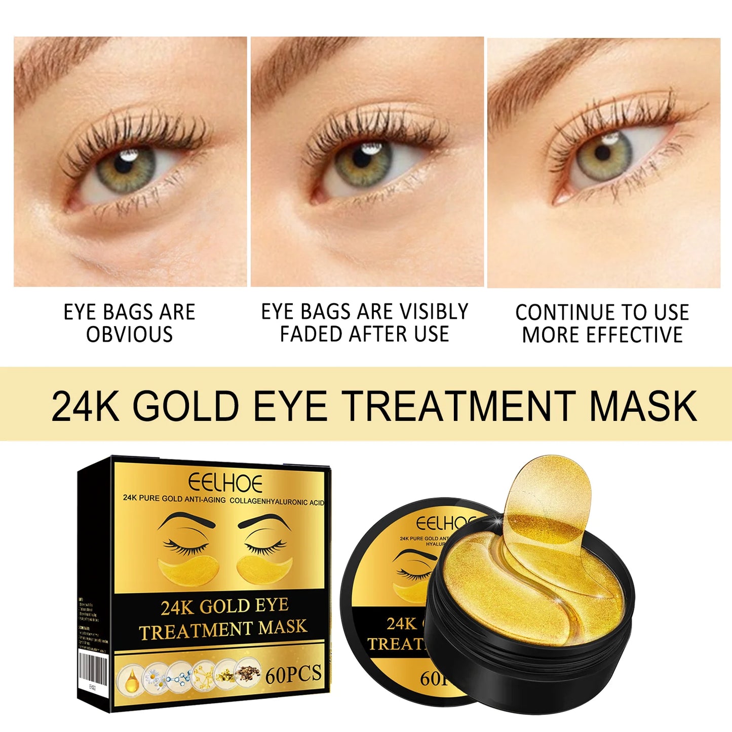 Moisturizing Eye Mask Patches – Dark Circle Removal &amp; Anti‑Wrinkle Treatment