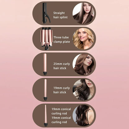 5 in 1 Multi-functional Hair Styler Curling Iron Hair Curler Wand Set Salon Hair Wave Professional Curly Hair Styling Tool
