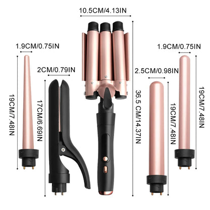 5 in 1 Multi-functional Hair Styler Curling Iron Hair Curler Wand Set Salon Hair Wave Professional Curly Hair Styling Tool
