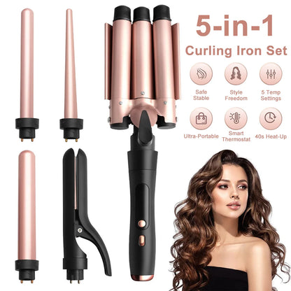 5 in 1 Multi-functional Hair Styler Curling Iron Hair Curler Wand Set Salon Hair Wave Professional Curly Hair Styling Tool