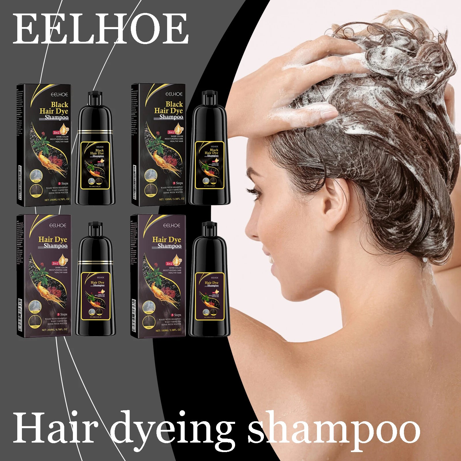 ginseng hair dye shampoo for gray hair coverage and shine
