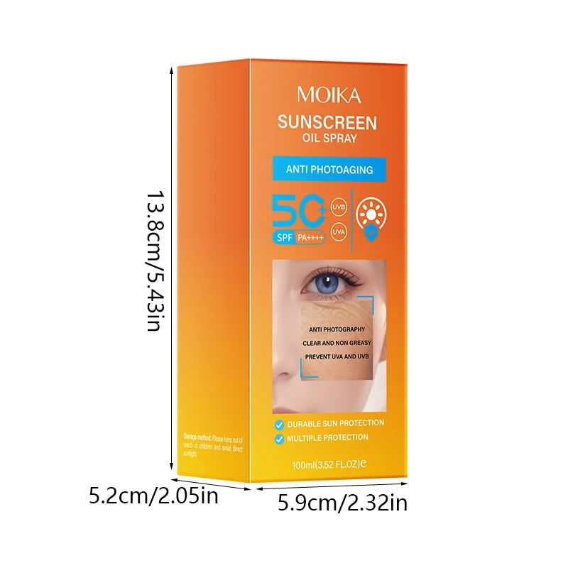 Long Lasting Moisturizing Sunscreen Spray Moisturizing Anti Ultraviolet Light, Thin, Breathable, Safe and Mild