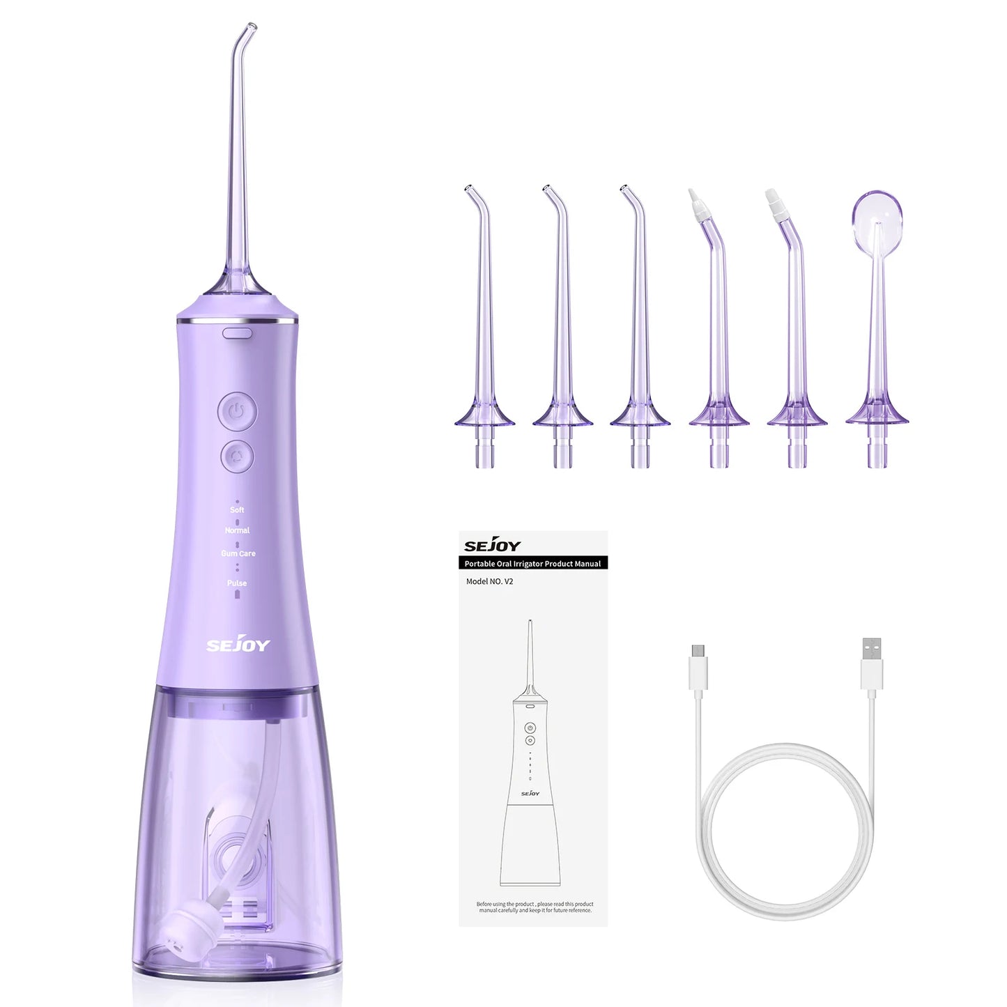 SEJOY Water Flosser Irrigator Dental Teeth Whitening strips Portable 230ML Tank 5 Modes 8 Jet Tips Washing Machine for Home