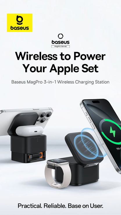 3 in 1 25W Magnetic Wireless Charger Stand 15W Fast Wireless Charging Desktop Dock Station For iPhone16 15 14 13 Airpod