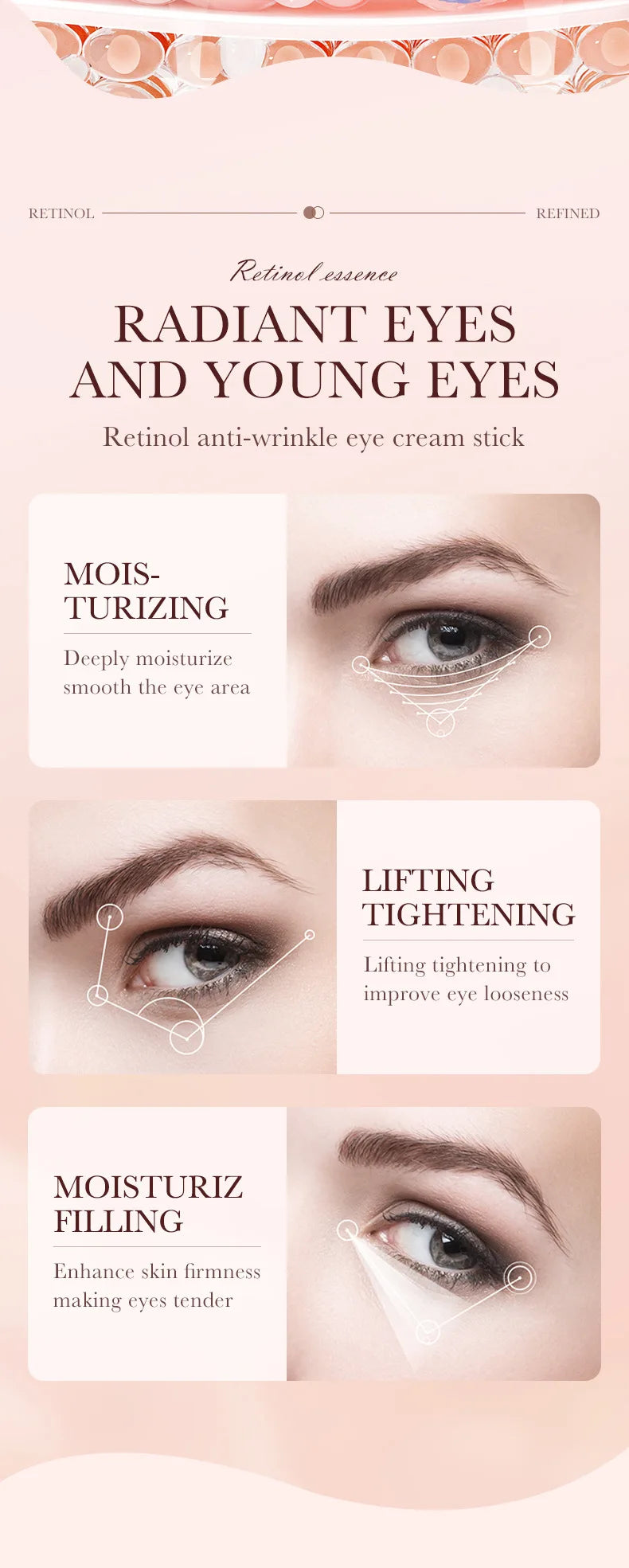 Retinol Eye Cream Stick Removing Anti Dark Circles Under the Eyes Moisturizing Firming Eyes Brighten Eye Skin Care Products