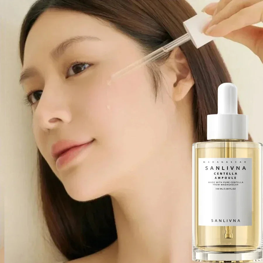 Madagascar Centella Asiatica Ampoule Facial Serum , Prone and Sensitive Skin Moisturizing Skin Firming Korean Glass Skin car
