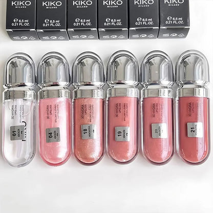 Kiko 3D Hydra LipGloss Non-fading Waterproof Blusher Moisturizing Shimmer Makeup Lip Gloss Lipstick Brun Rose Pearly Mauve Liner