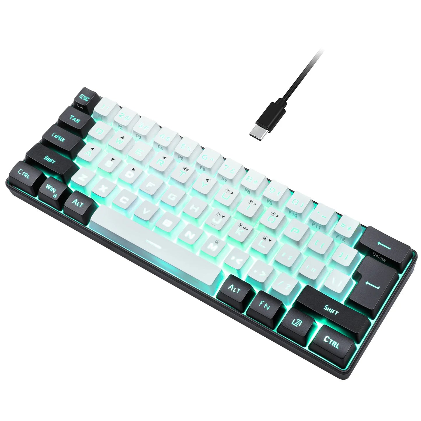 Wired gaming keyboard, RGB backlight ultra compact