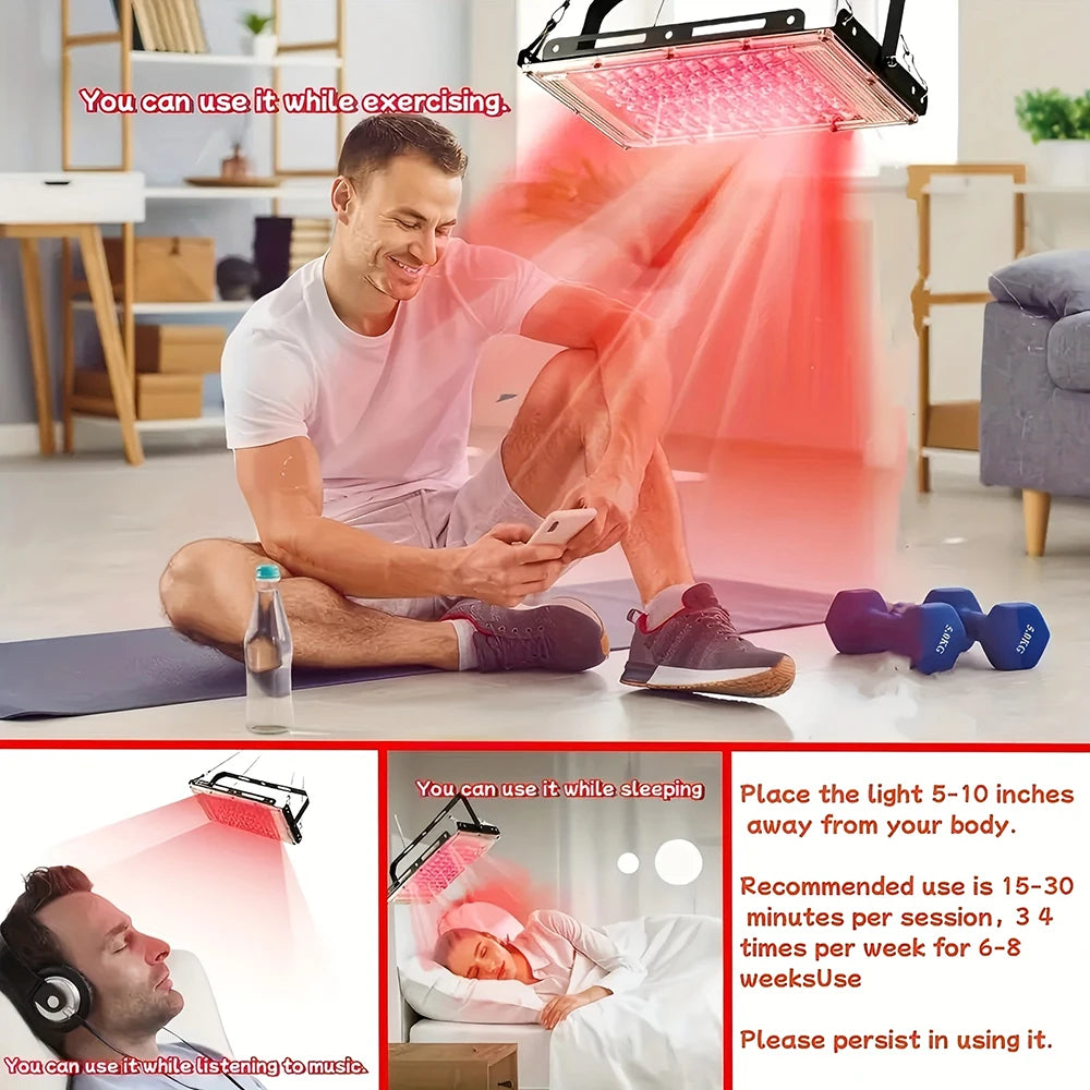 96 LEDs USB Red Light Therapy Lamp Infrared Light Therapy 660nm & 850nm NIR Light Device for Body Pain Relief and Skin Care