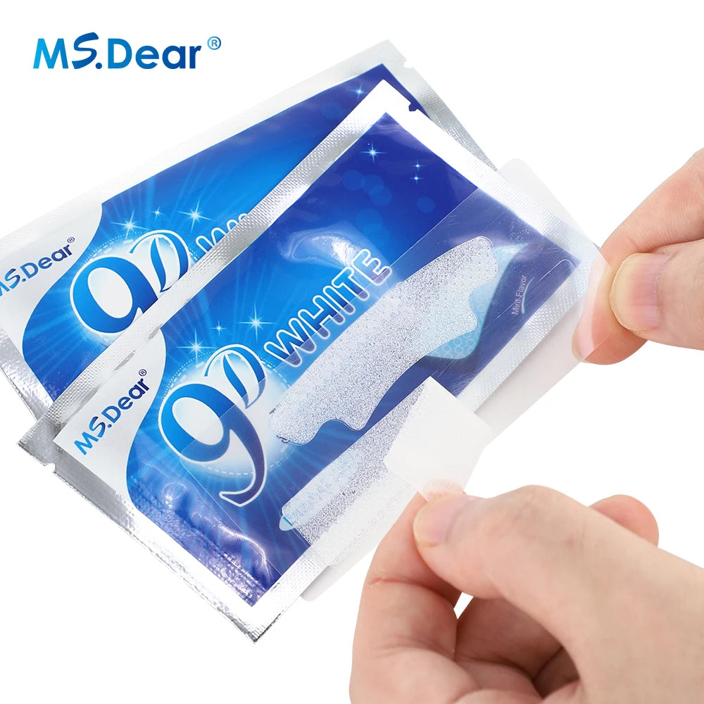 9D Gel White Teeth Cleaning Strips Oral Hygiene Care Double Elastic Teeth Bleaching Strips False Teeth Veneers Tooth Beauty Tool