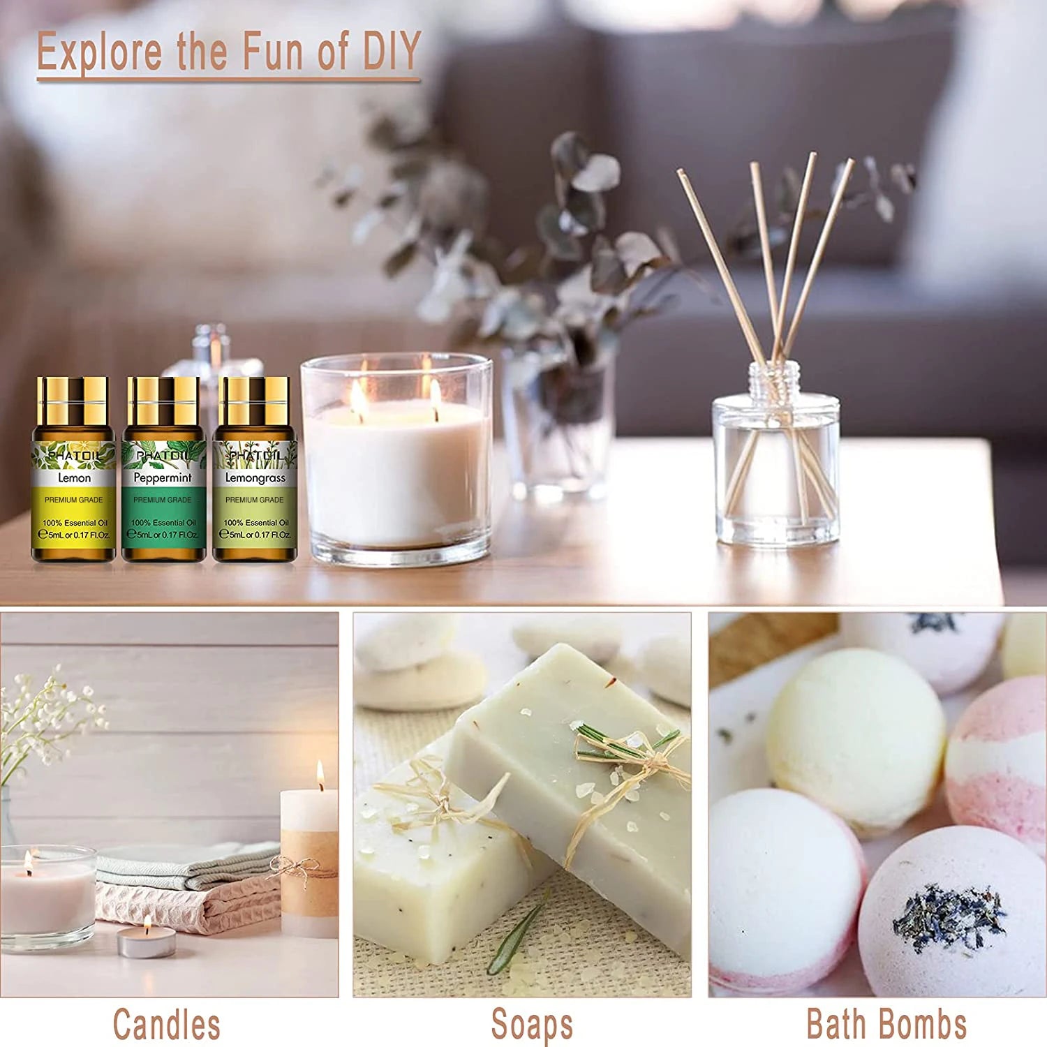 lavender lemon tea tree oils for calming and wellness
