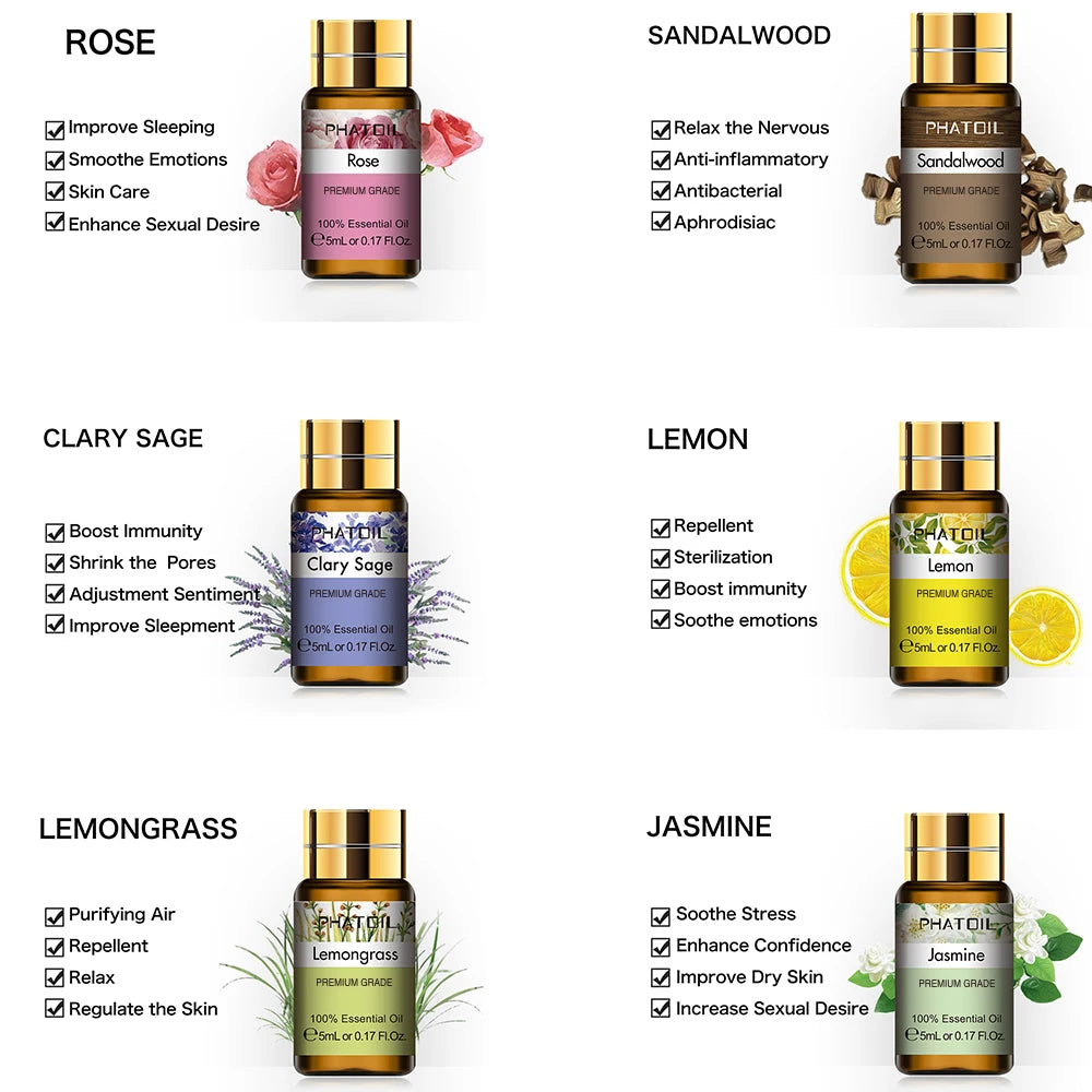 pure essential oils for diffuser massage and spa use
