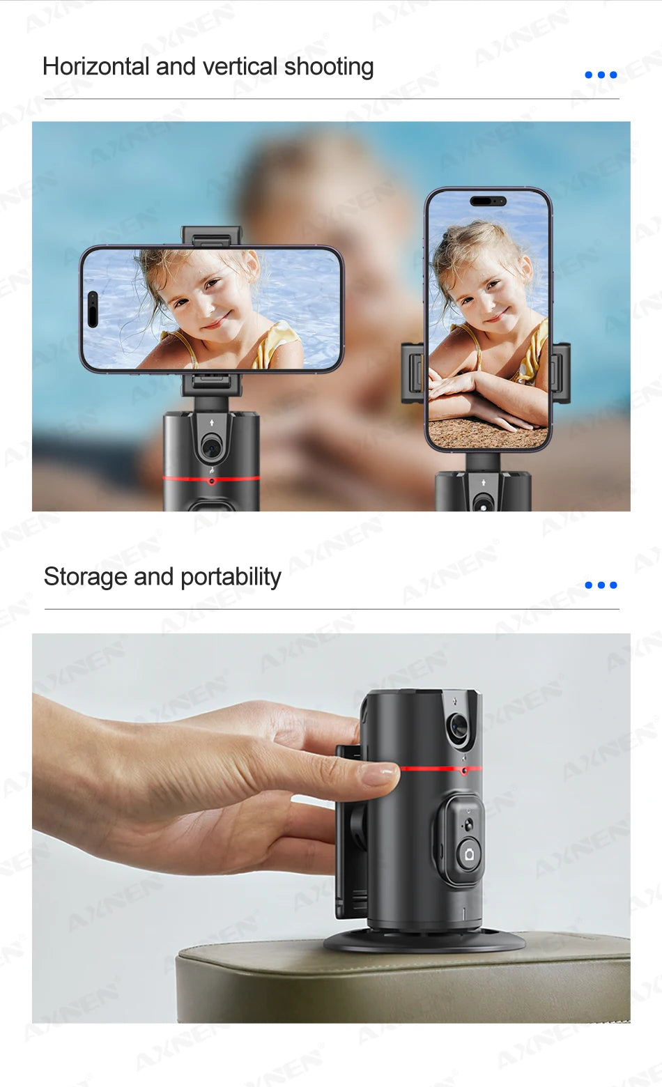 360 Rotation Auto Face Tracking Gimbal Stabilizer Desktop Following Video Shooting with Remote Shutter for Smartphones