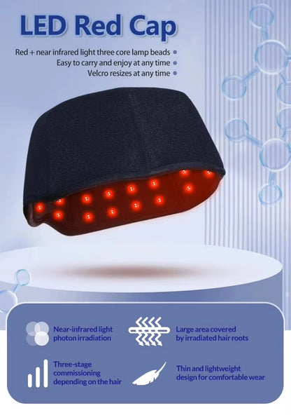 Red Light Hats for Hair Regrowth Infrared light Cap Thinning Anti Hair Loss Anxiety Stress Reduce Migraine Scalp Relax Massager