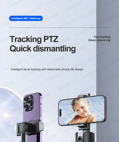 360 Rotation Auto Face Tracking Gimbal Stabilizer Desktop Following Video Shooting with Remote Shutter for Smartphones