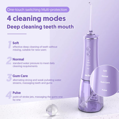 SEJOY Water Flosser Irrigator Dental Teeth Whitening strips Portable 230ML Tank 5 Modes 8 Jet Tips Washing Machine for Home