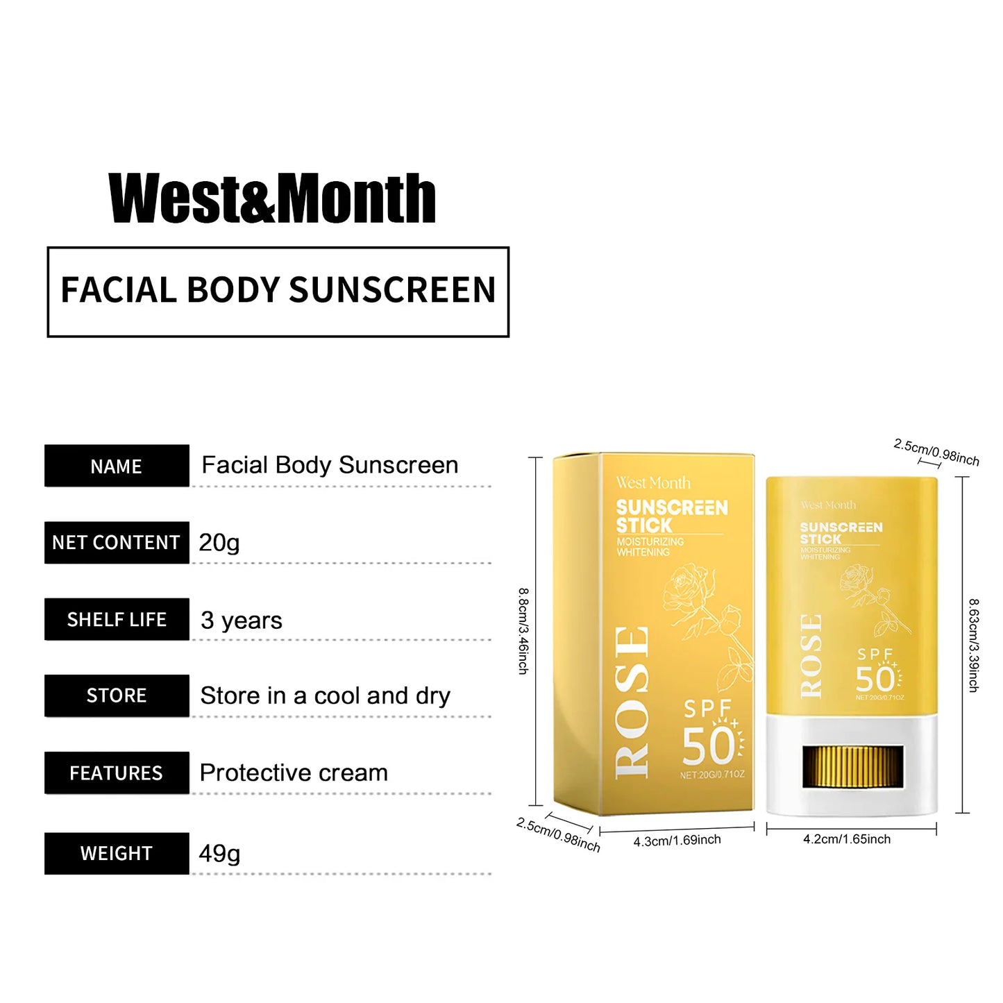 Sunscreen Stick Spf 50 UV Protection Oil-Control Dryness Improving Roughness Hydrating Skin Brightening Skin Care Sunblock Stick