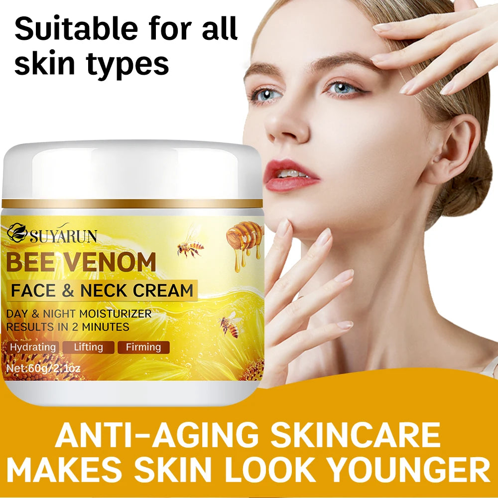 Bee Venom Collagen Anti-Aging Face Cream | Firming Lifting Moisturizer | Wrinkle Reduction | 24H Hydration.