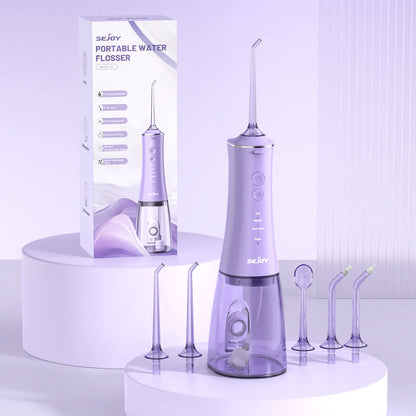 SEJOY Water Flosser Irrigator Dental Teeth Whitening strips Portable 230ML Tank 5 Modes 8 Jet Tips Washing Machine for Home