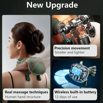 4D Bionic Finger Neck Shoulder Massager Wireless Neck Cervical Trapezius Kneading Massage Shawl Brushless Motor Neck