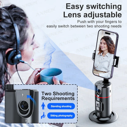 360 Rotation Auto Face Tracking Gimbal Stabilizer Desktop Following Video Shooting with Remote Shutter for Smartphones