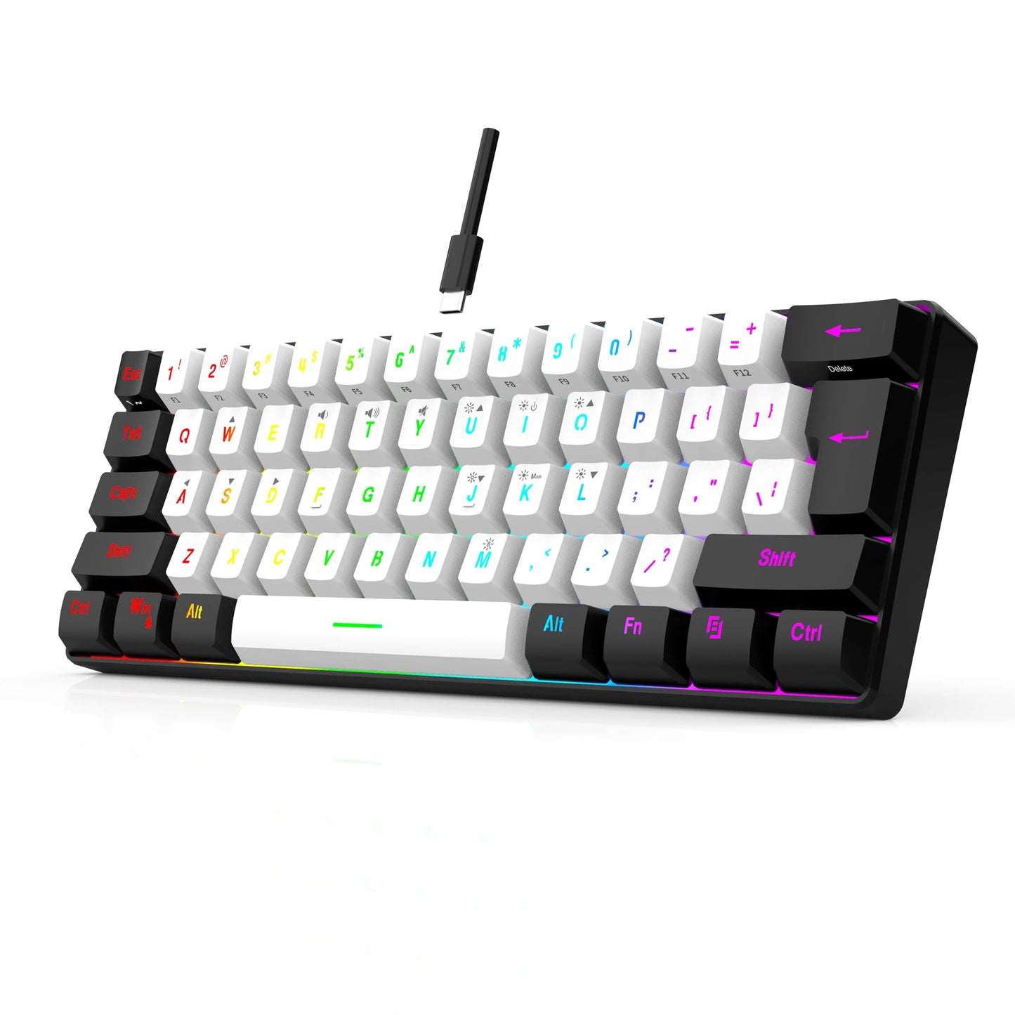 Wired gaming keyboard, RGB backlight ultra compact