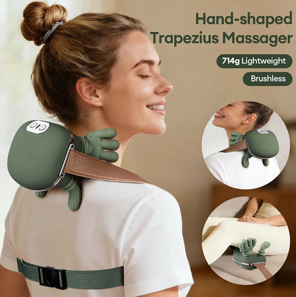 Neck Shoulder Massager Finger Pressure Shiatsu Neck Back and Shoulder Massager Electric Kneading Neck Deep Massage Muscle Relax