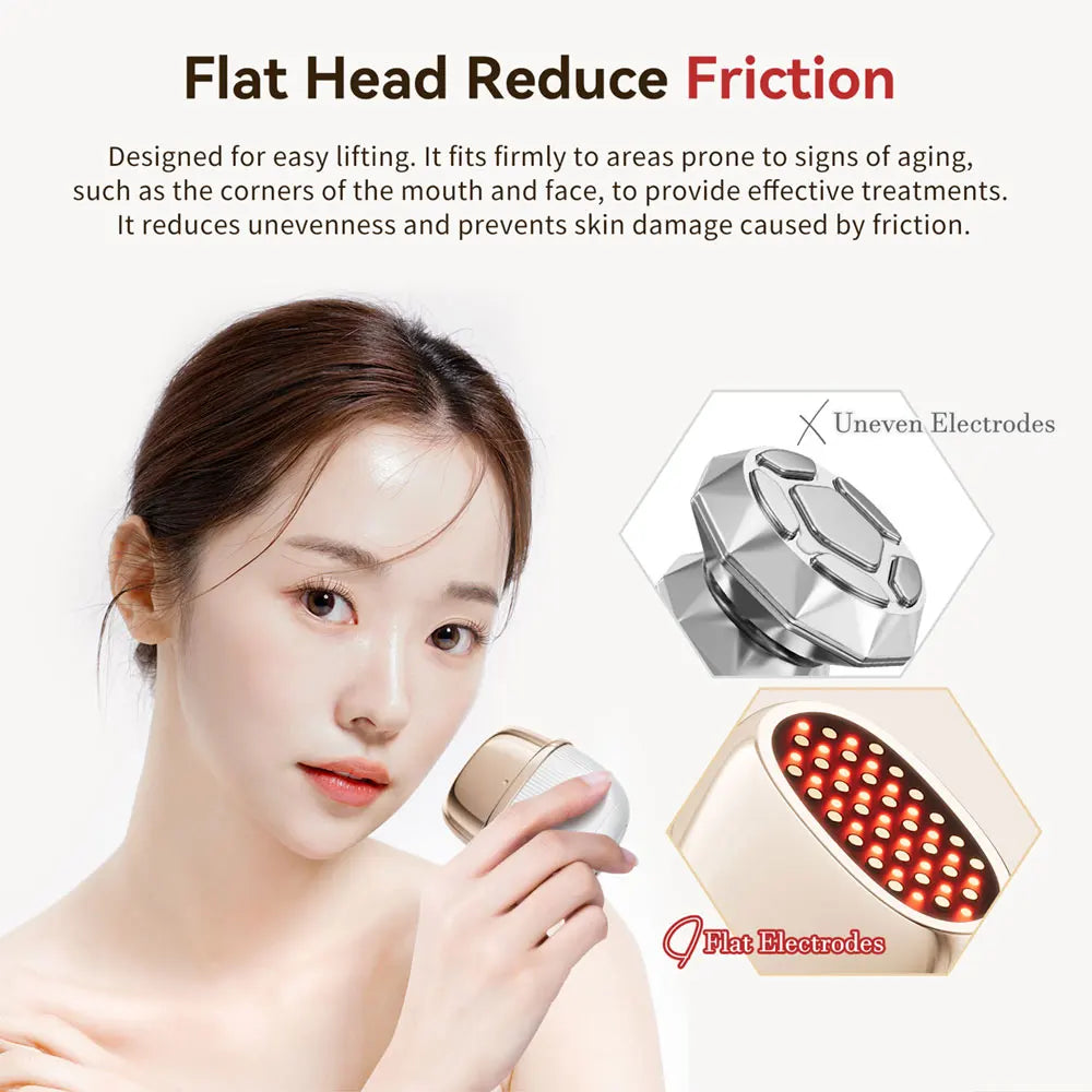 Multi‑Polar RF EMS Beauty Device – Facial Lifting, Skin Tightening & Anti‑Aging LED Therapy (24K Gold)