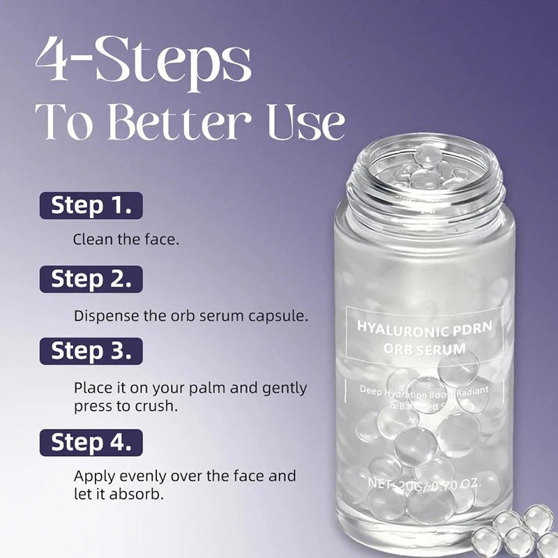 Korean Hyaluronic PDRN Orb Serum Spherical Particles Beads Face Essence Deep Hydration Salmon DNA Plumping Firming Moisturizer