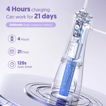 SEJOY Water Flosser Irrigator Dental Teeth Whitening strips Portable 230ML Tank 5 Modes 8 Jet Tips Washing Machine for Home