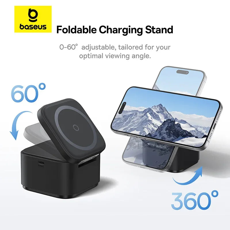 3 in 1 25W Magnetic Wireless Charger Stand 15W Fast Wireless Charging Desktop Dock Station For iPhone16 15 14 13 Airpod
