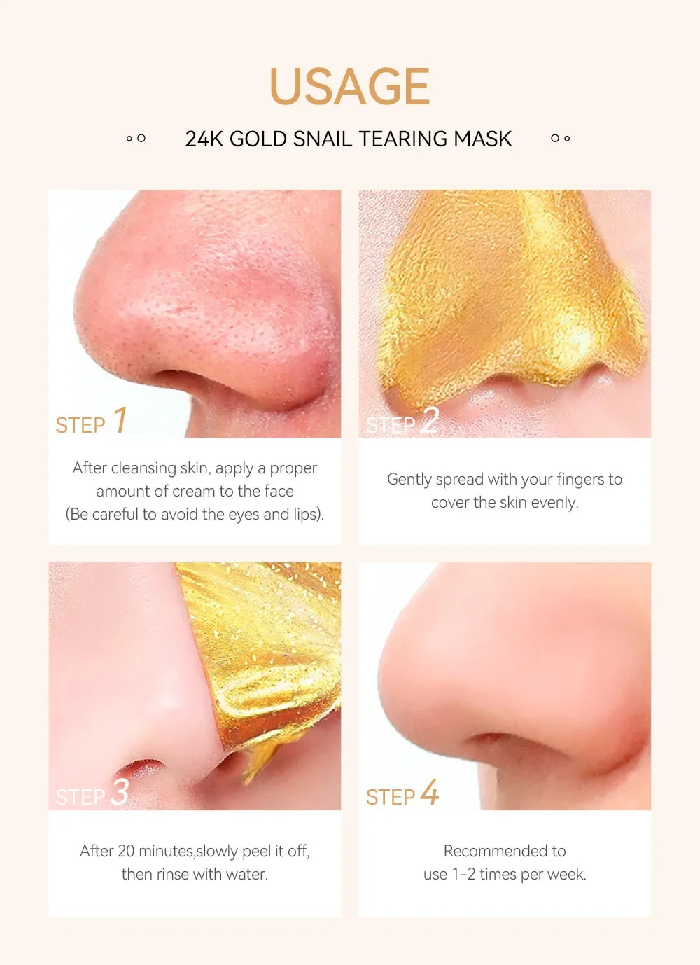 24K Gold Sakura Peeling Face Mask Anti Wrinkle Whitening Blackhead Removal Facial Tear Off Mask Skin Care Products