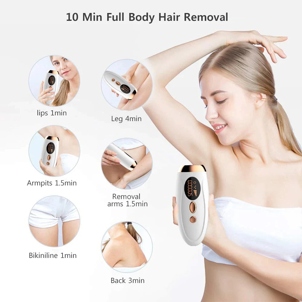laser epilator with 990000 flashes for long term hair reduction
