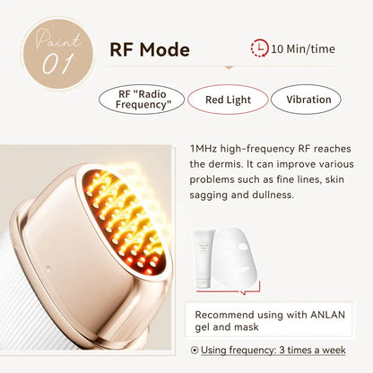 Multi‑Polar RF EMS Beauty Device – Facial Lifting, Skin Tightening & Anti‑Aging LED Therapy (24K Gold)