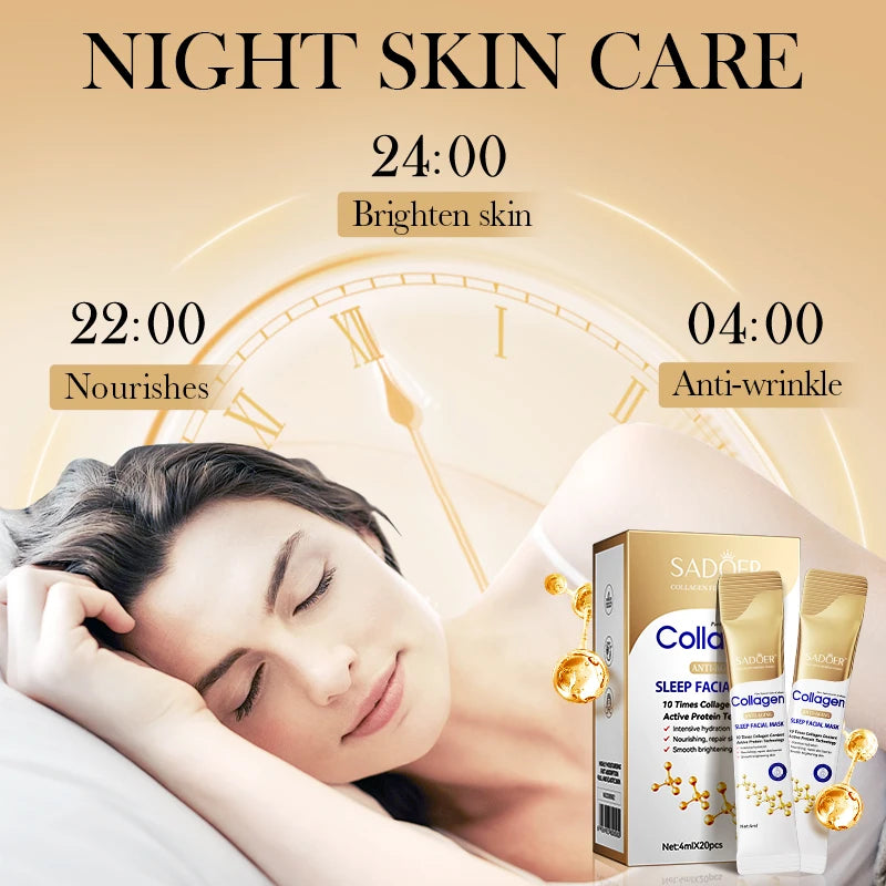 20pcs/box SADOER Sleeping Facial Masks Face Moisturizing Hydrating Anti-aging Whitening Anti Wrinkles Face Mask Facial Skin Care