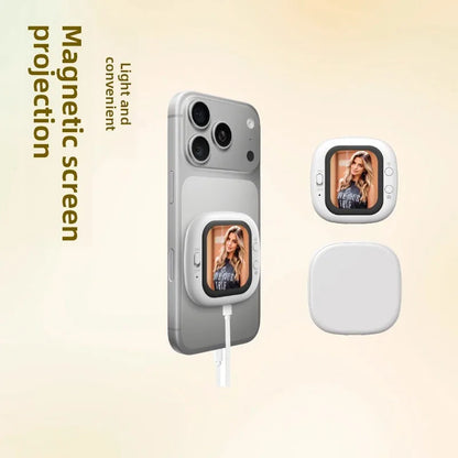 Magnetic selfie monitor screen, mini wireless phone rear camera, video log live-streaming selfie, mobile phone selfie screen