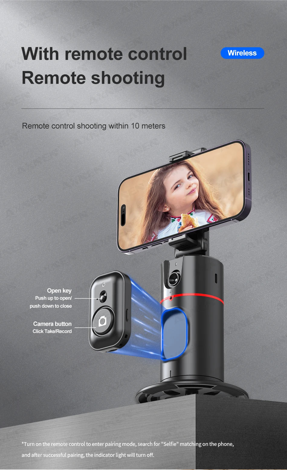 360 Rotation Auto Face Tracking Gimbal Stabilizer Desktop Following Video Shooting with Remote Shutter for Smartphones