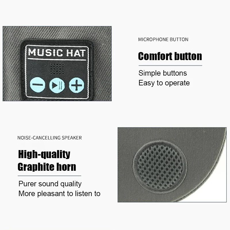 Bluetooth Sports Music Hat Headphone Dual Speaker