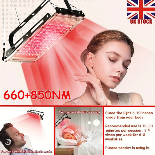 96 LEDs USB Red Light Therapy Lamp Infrared Light Therapy 660nm & 850nm NIR Light Device for Body Pain Relief and Skin Care