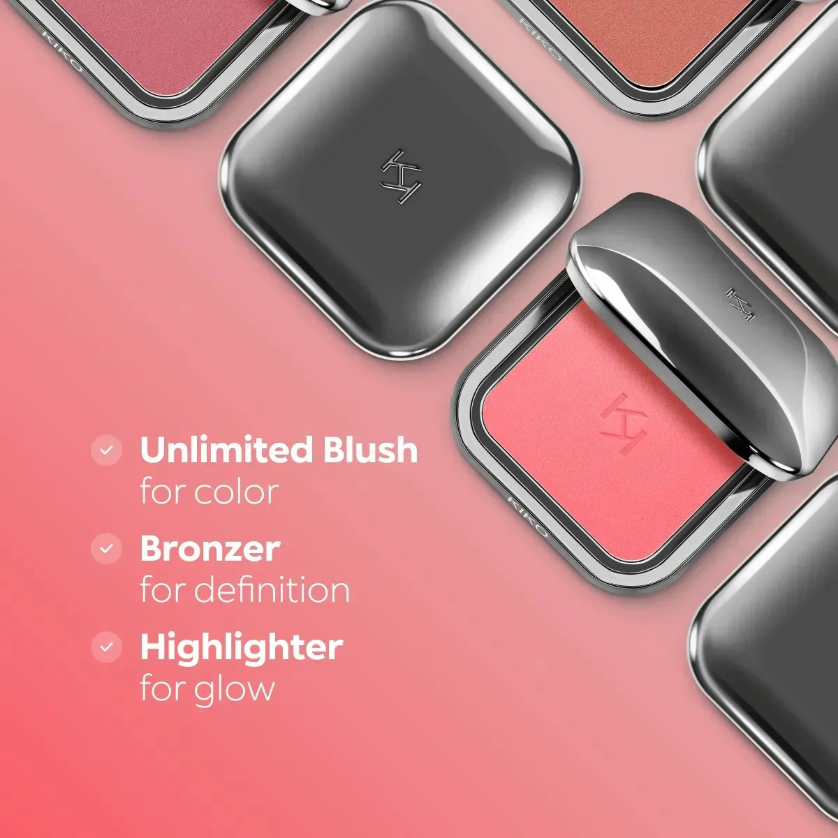 KIKO Unlimited Blush Long Lasting Rouge Powder Blusher With a Buildable Result Lipstick Cheek Pocket Blush Easy To Apply Color
