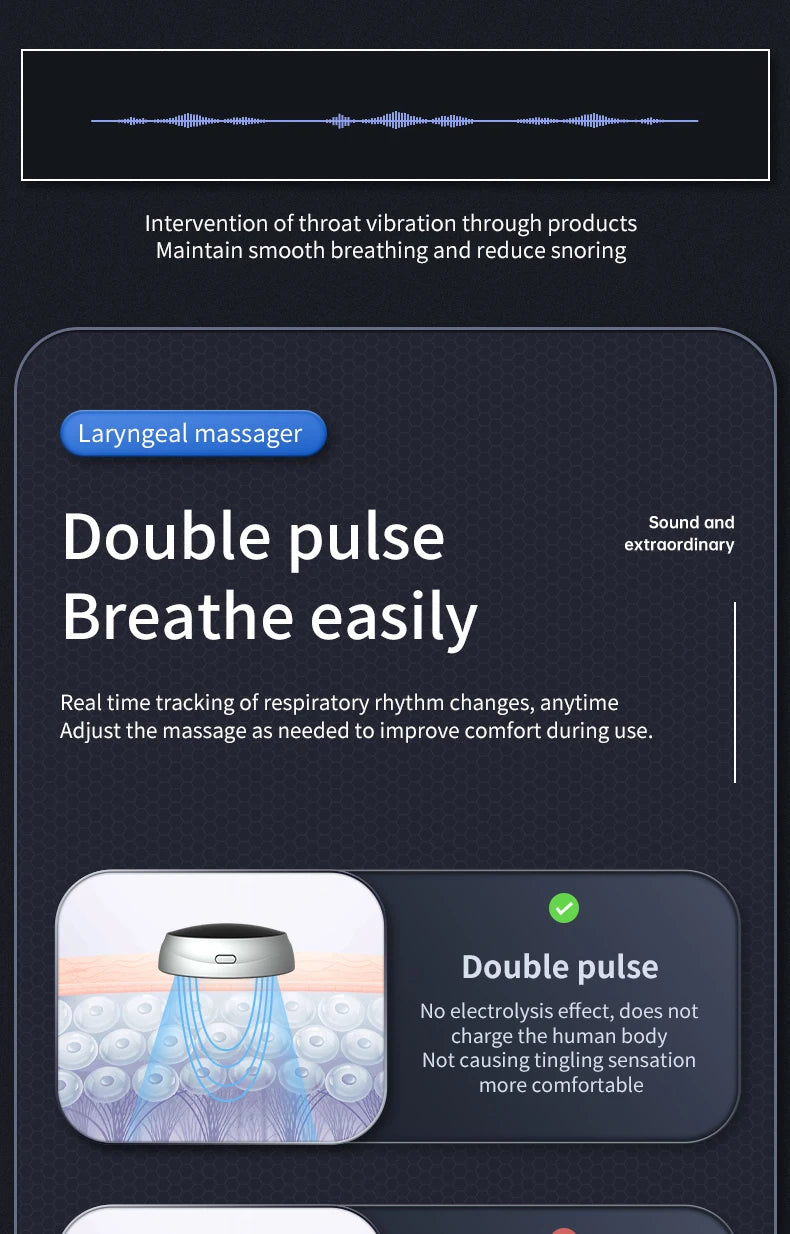 Anti-Snore Device with Dual-Pulse Stimulation - Sleep Apnea Relief, Snore Reduction,  Muscle Trainer for Silent Night