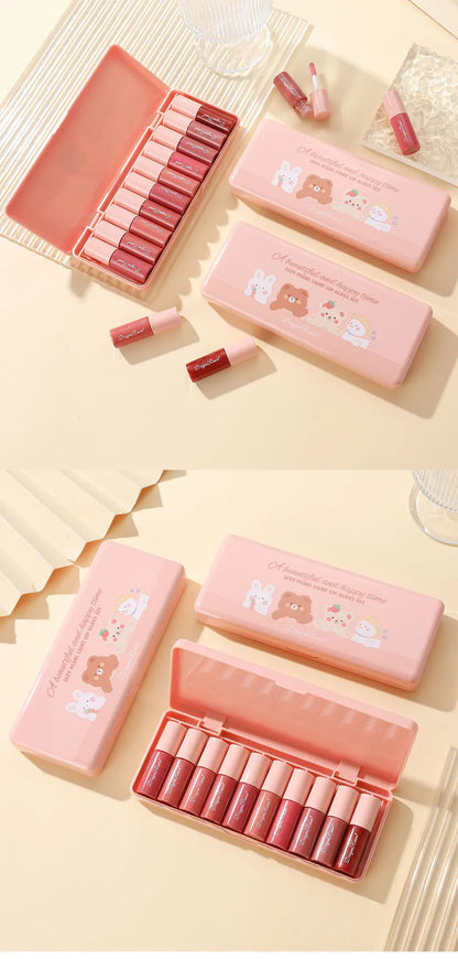 Twelve-Piece Lip Gloss Set, Water-Glossy Mirror Shimmer Lip Gloss, Moisturizing Lip Gloss, Non-Fading, Easy to Apply, Long-Lasting Makeup Effect Lip Gloss Set
