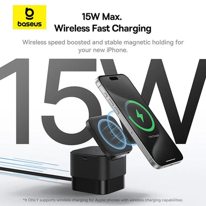 3 in 1 25W Magnetic Wireless Charger Stand 15W Fast Wireless Charging Desktop Dock Station For iPhone16 15 14 13 Airpod