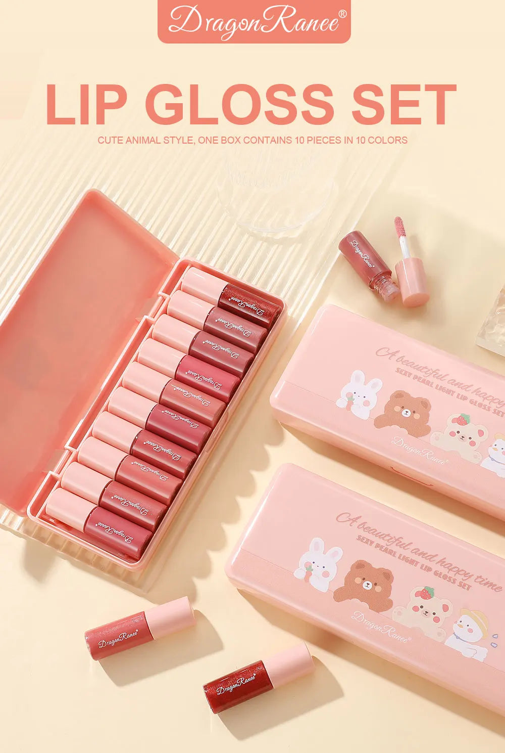 Twelve-Piece Lip Gloss Set, Water-Glossy Mirror Shimmer Lip Gloss, Moisturizing Lip Gloss, Non-Fading, Easy to Apply, Long-Lasting Makeup Effect Lip Gloss Set