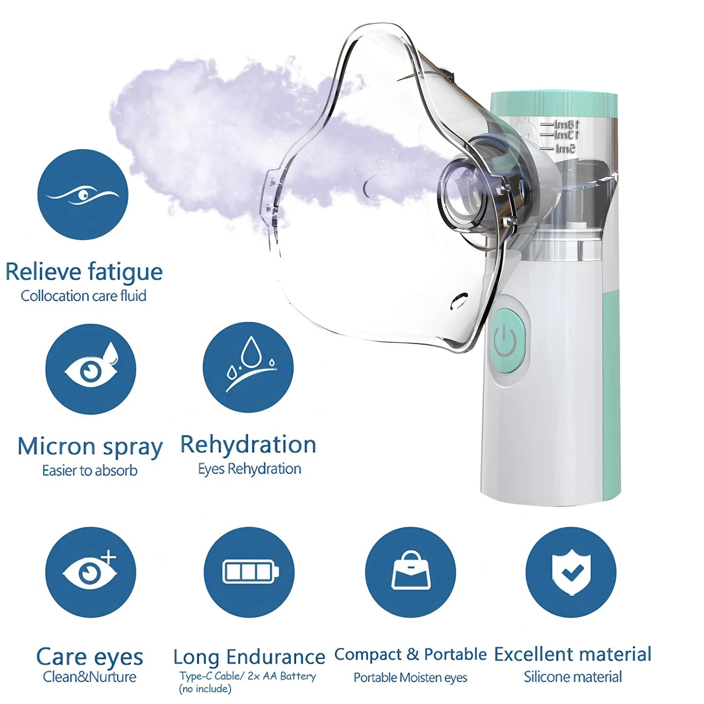 Handheld Mini Facial Steamer Silent Mesh Nebulizer Humidifier Face Skin Care Rehydration Device