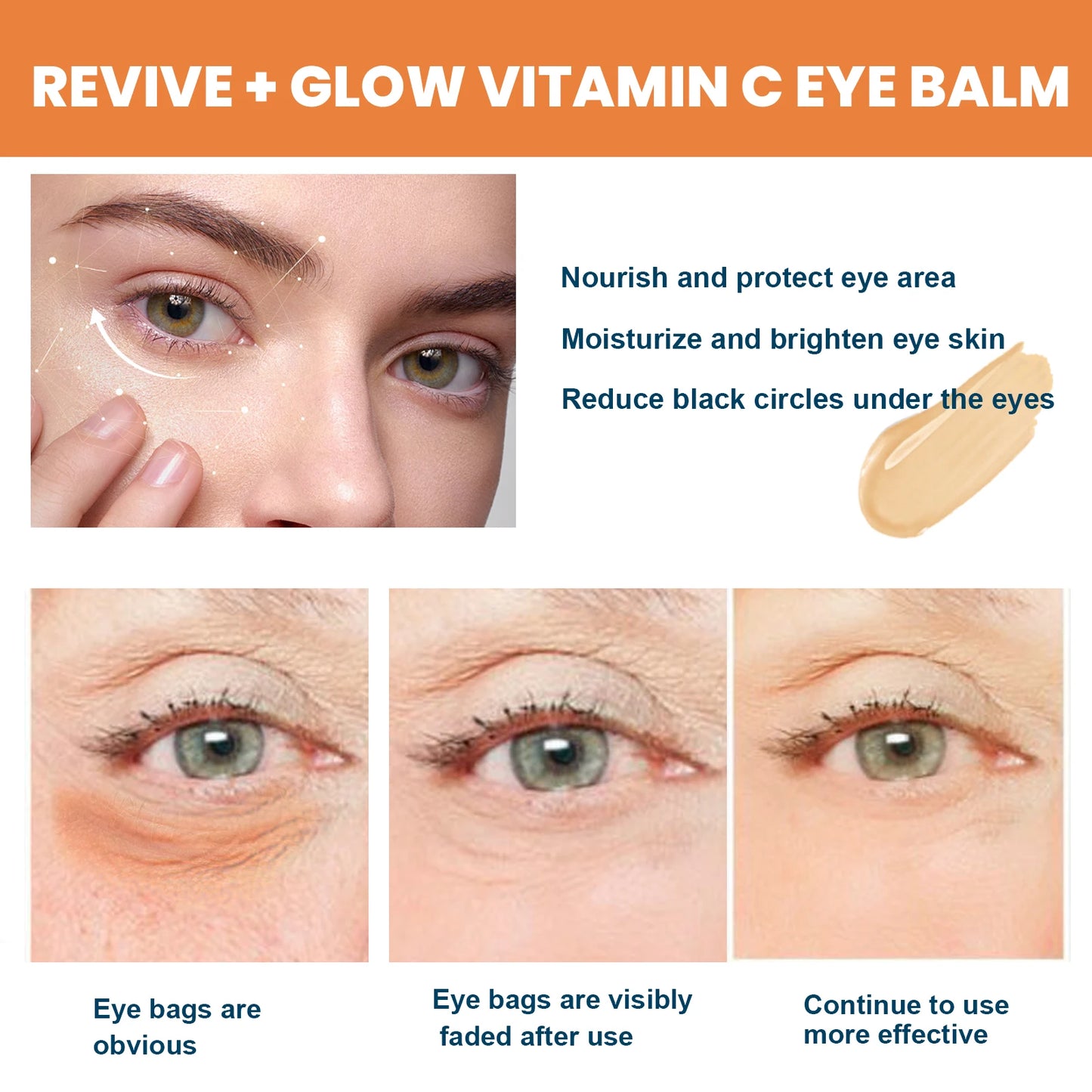 Vitamin C Eye Balm Moisturizing Eye Bag Removal Dark Circles Reduce Fine Lines Anti Puffiness Brightening Eye Cream Stick