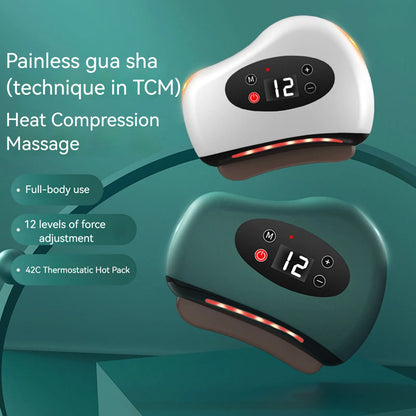 heated scraping massager for neck face and body care
