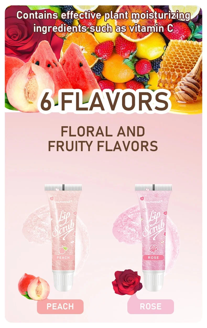 6 piece lip scrub set for brightening dark lips care
